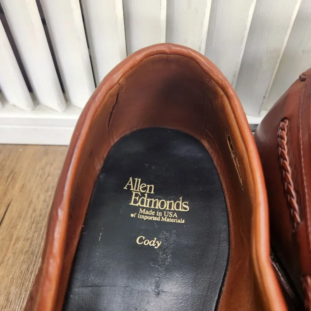 Allen Edmonds Cody Chili Weave Loafers Mens Sz 14 B Brown Leather Kiltie Tassel
